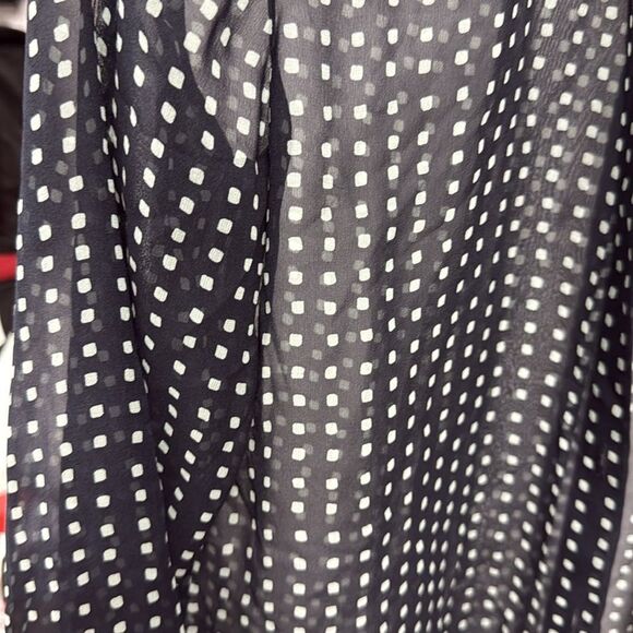 THEORY - Size Small Polka Dot Sheer Button Down - Black and White Sheer Blouse - Picture 3 of 6